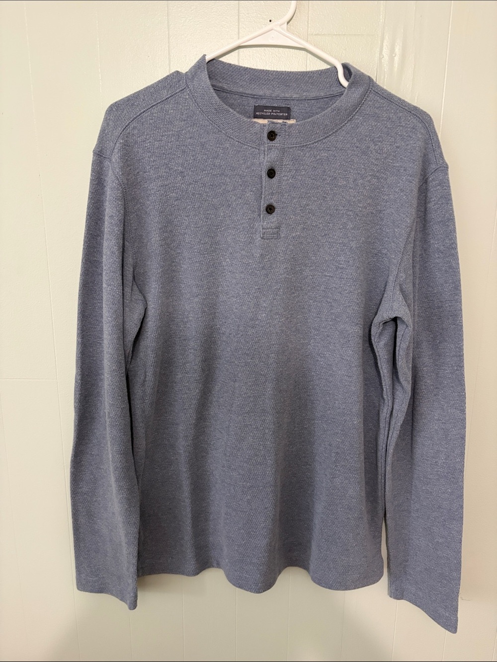 St. John's Bay Men's Heathered Slate Blue Henley - Long Sleeve